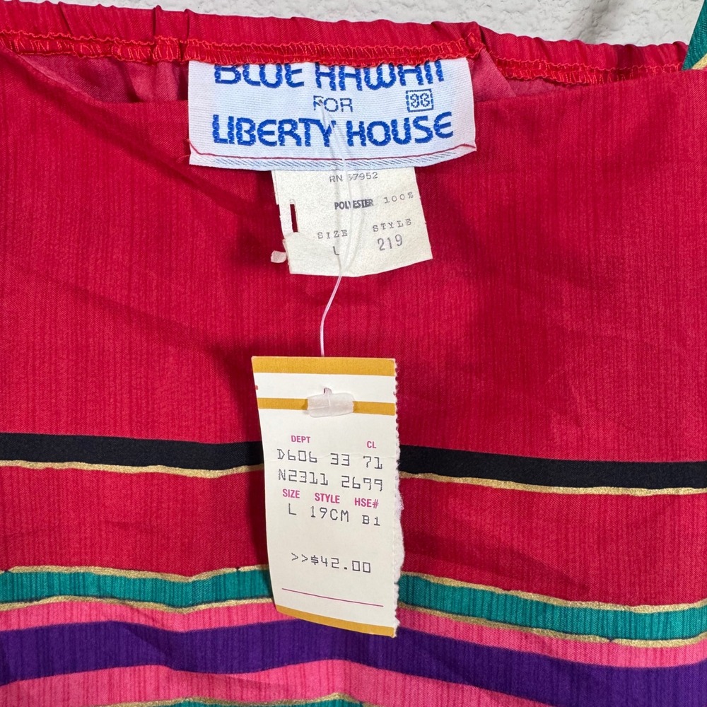 Vintage 80's Blue Hawaii Liberty House Coastal Cruise Stripe 2 Piece Skirt Set L - Picture 4 of 13